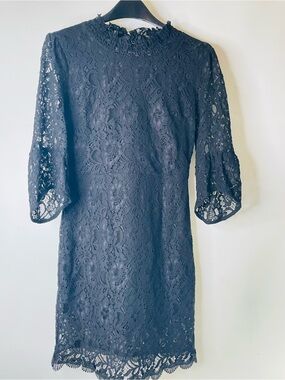 Esley Black Lace Long Sleeve Sheath Dress Cut Out Back